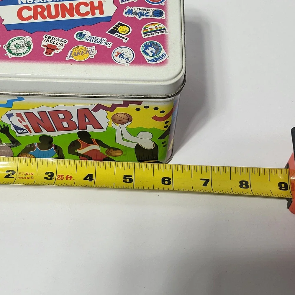 Vintage Nestle Crunch NBA Basketball Collectible Tin 90s Team Logos 6x4x4.5*